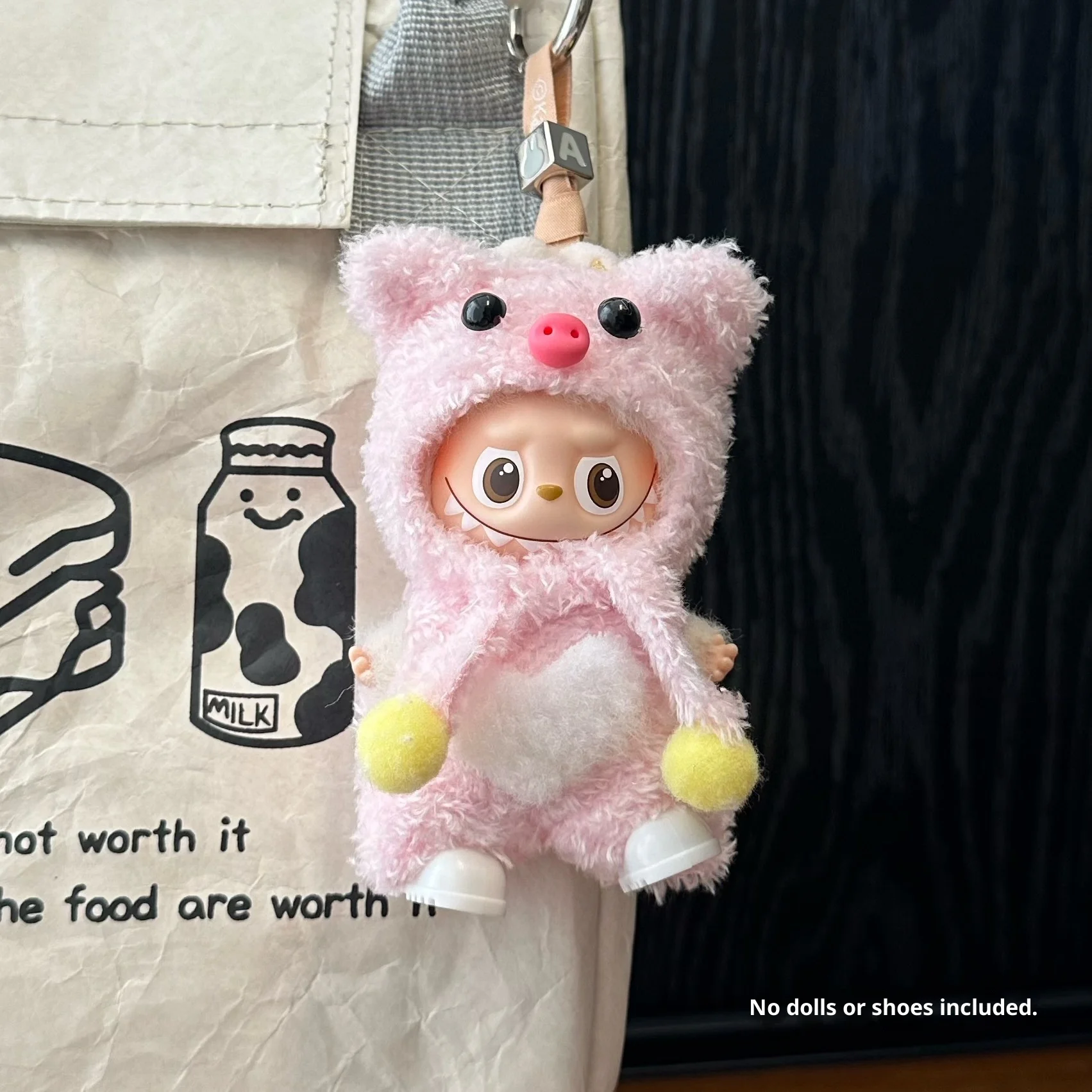 Bonito conjunto de roupas de pelúcia laranja urso para labubu 4.0 kawaii pequeno coelho gato macacão de pelúcia para 10cm labubu v4 bonecas acessórios