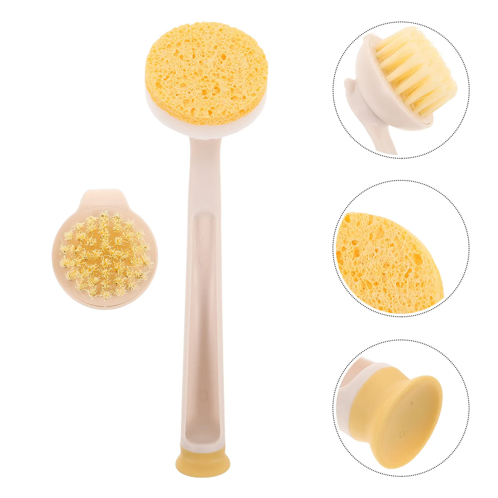 1 Set Long Handle Dish Brush Replaceable Heads Nonscratch Kitchen Scrubber For Pots Pans Bathroom Cleaning Tools Scrub Sponge