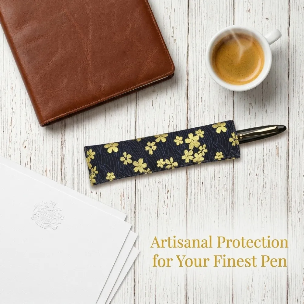 Protective Sleeve Cotton Cloth Pen Storage Bag Retro Pattern Hot Gold Design Pen Sleeve Single Pen 6.5in Pen Case Office Use