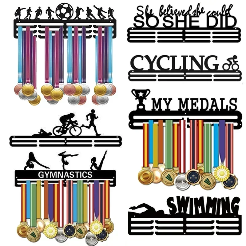 

Rack Decor Wall Multi Holder Hooks Bracket Sport Hanger Office Style Iron Medal Hanging Running Triathlon Home Challenge