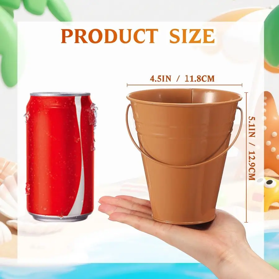 24 عبوة من الدلاء المعدنية الصغيرة الملونة بمقبض، دلو صغير مجلفن مقاس 4.5 × 5.1 بوصة لحرف العودة إلى الفصول الدراسية المدرسية