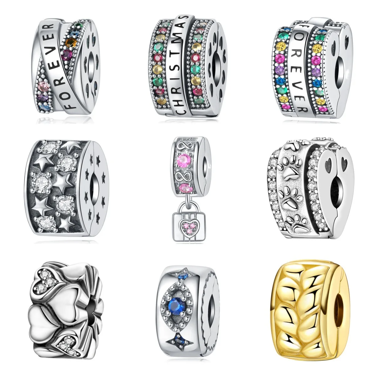 FOREVER Love Color Zircon Positioning Clip Eternal Symbol Fixed Clasp Attractive Beaded DIY Accessories Cross-border