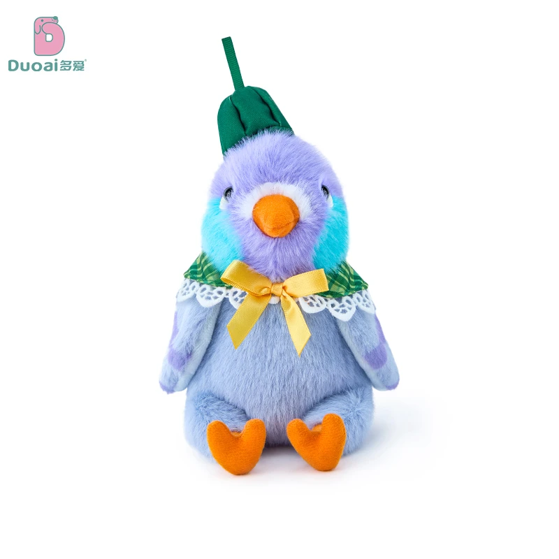 Stuffed Animal Parakeet Desk Decor Sailor Cap Color Blocked Bird Figure Soft Plush Shelf Display Room Ornament Collection