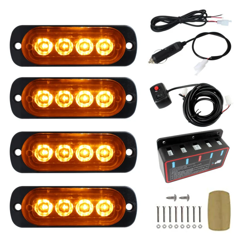 Mid-Net Strobe Light Car High-Power One-to-Four 4led Flash Mid-Net Clip Opening Warning Light