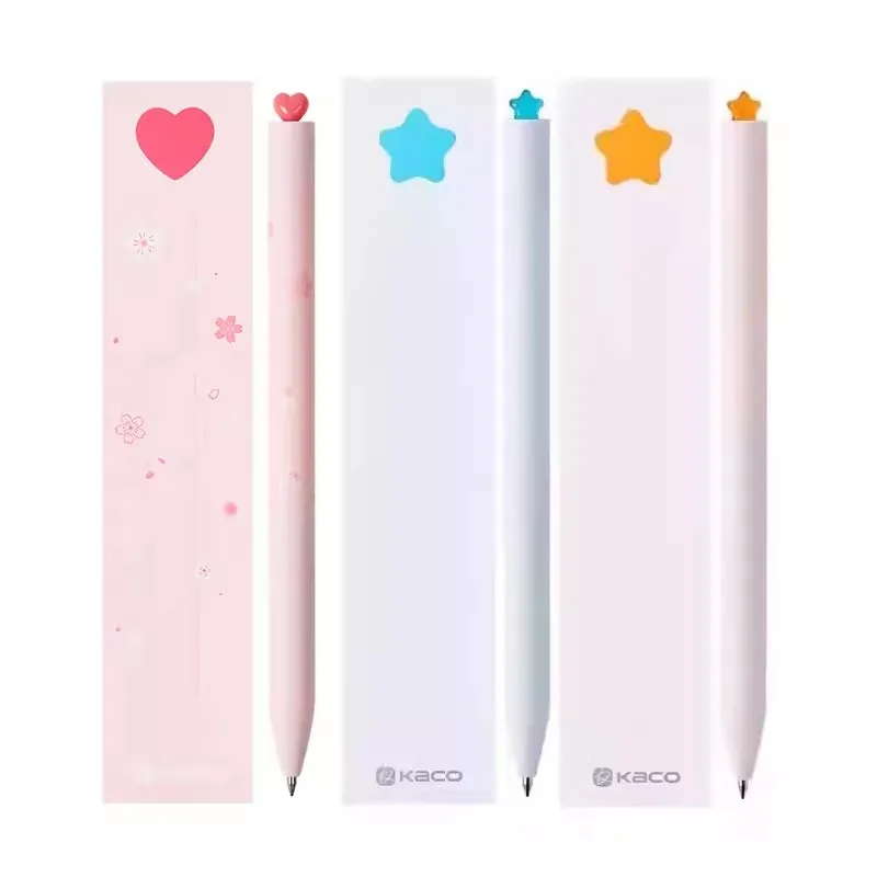 Kaco Kawaii FIRST Gel Ink Pen Set 0.5mm Cute Rotary Stationery Heart Pen Valentine's Day Christmas Gifts School Office Supplier