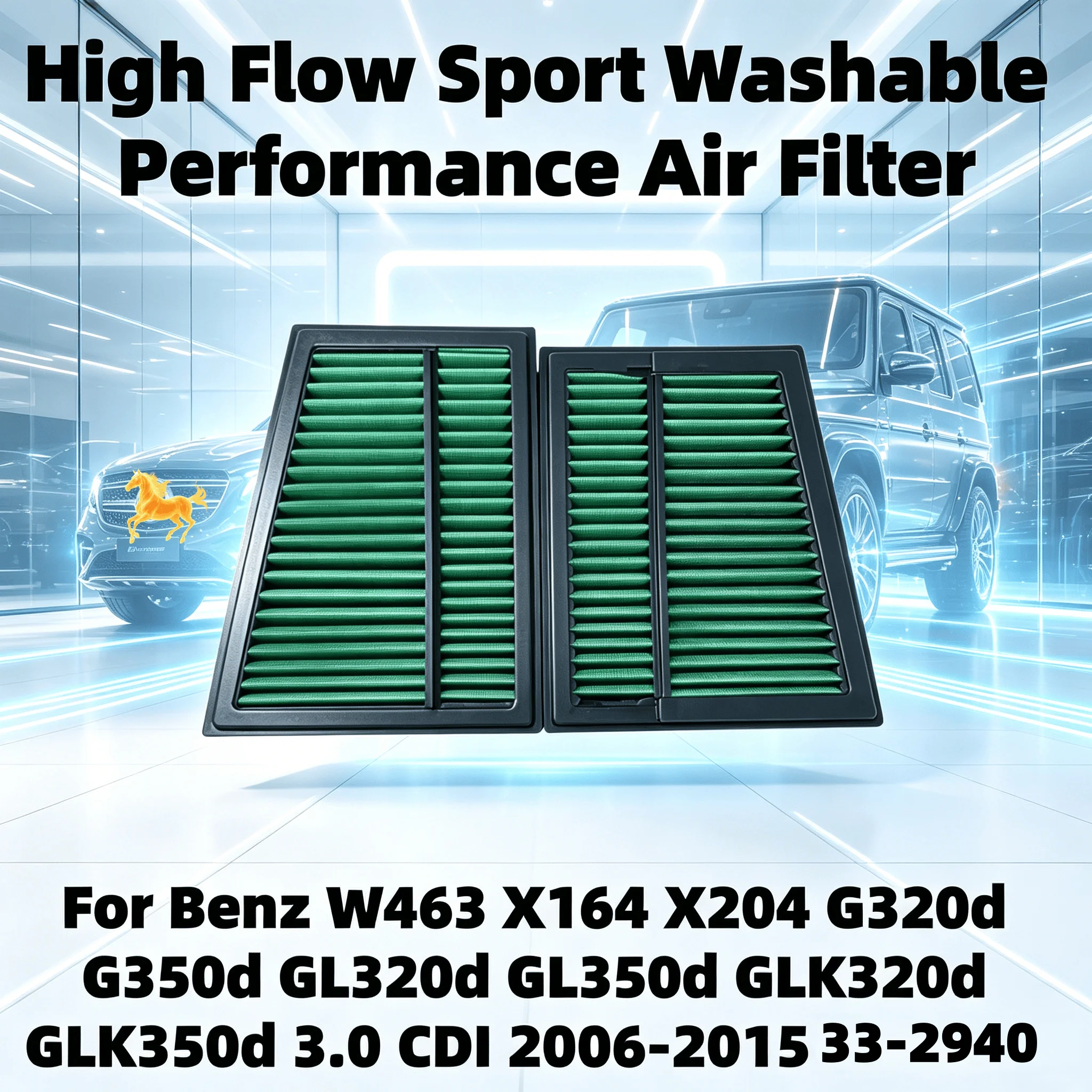 High Flow Sport Washable Air Filter For Benz W463 X164 X204 G320d G350d GL320d GL350d GLK320d GLK350d 3.0 CDI 2006-2015 33-2940