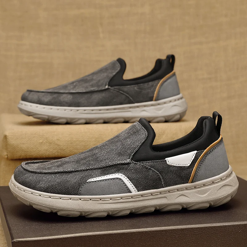 

Men Canvas Shoes Slip On Loafers Summer Breathable Sneakers Men Comfty Casual Men Shoes Lightweight Flats Men Walking Zapatos