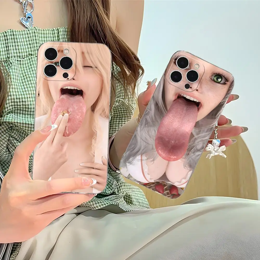 

Y2K Girl Teena Mobile Phone Case for iPhone 16 15 14 13 12 11 X XR XS 8 6 Pro Max Plus Mini Clear Colour Protective Cover Pretty