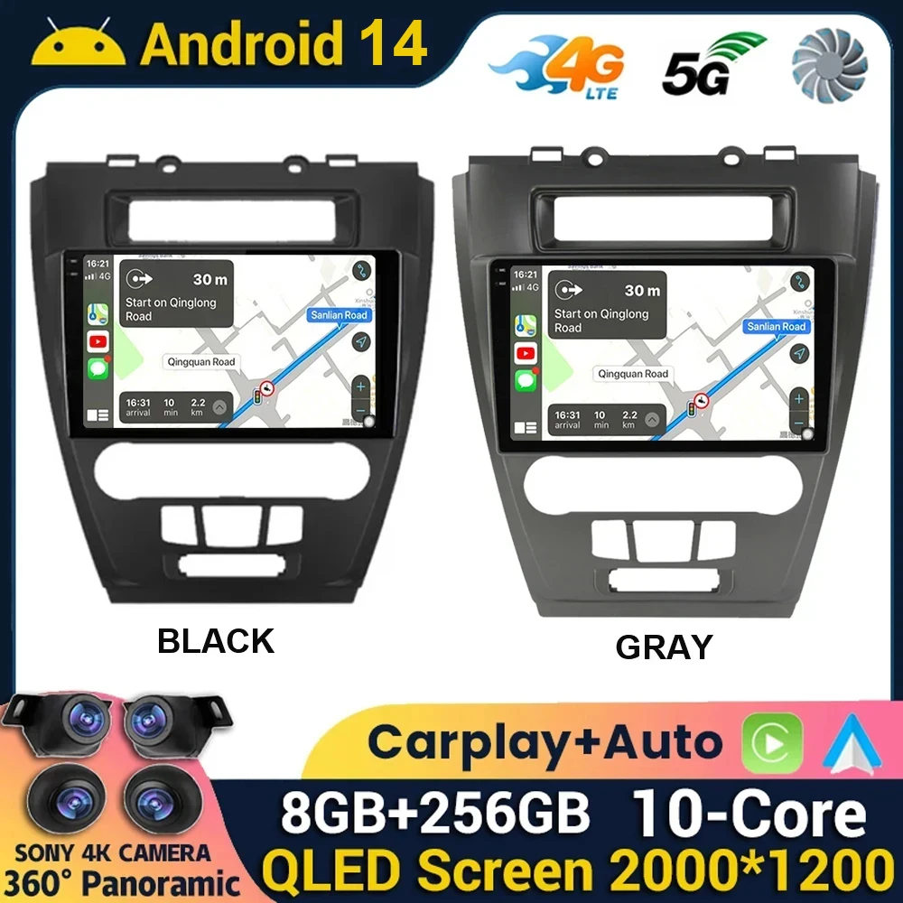 Android 14 Stereo Car Radio For Ford Fusion Mondeo Mustang 2009 - 2012 Multimedia Video Player Navigation GPS Carplay Head Unit