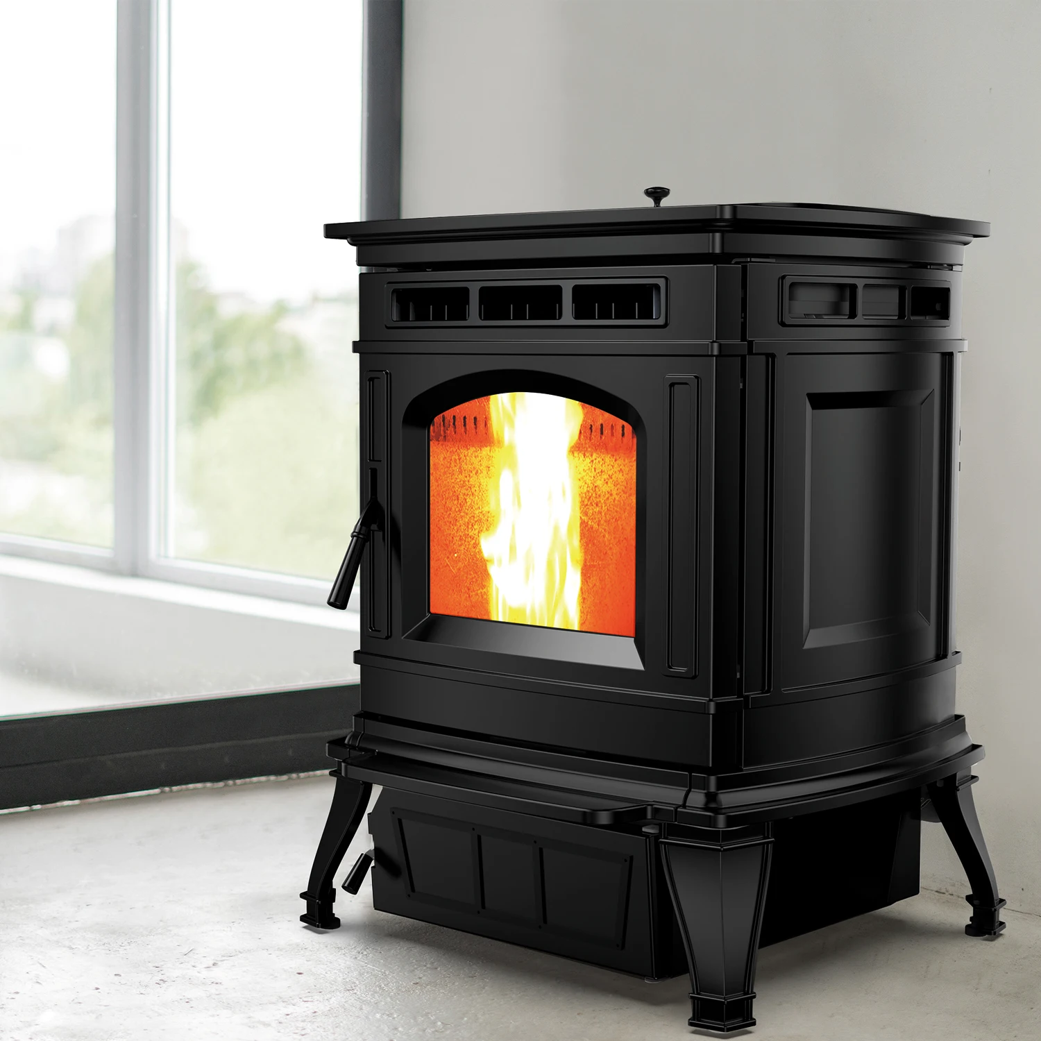 KT1201A freestanding european style high efficiency 83.9% cast iron pellet stove