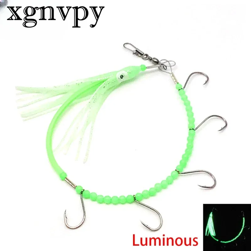 xgnvpy Glow Octopus Squid Lures Swivels Hooks Sea Fishing Sabiki Texas Rigs Herring Luminous Bait