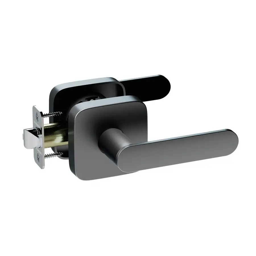 

Passage Lever Door Handle, Reversible Black Front Door Handle No Lock for Interior or Exterior Door, Closet, Hallway, Adjustable