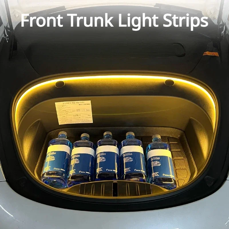 For Tesla Model 3 Y X S Front Trunk Light Brighten LED Strip Atmosphere Lamps Strips Frunk Light Decorative Warm White Brighten