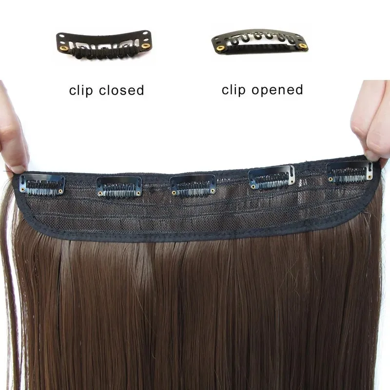 Synthetic Hairpieces Clip ins Hair Extension One Piece With 5Clips Long Straight Synthetic Black Brown Blonde Color