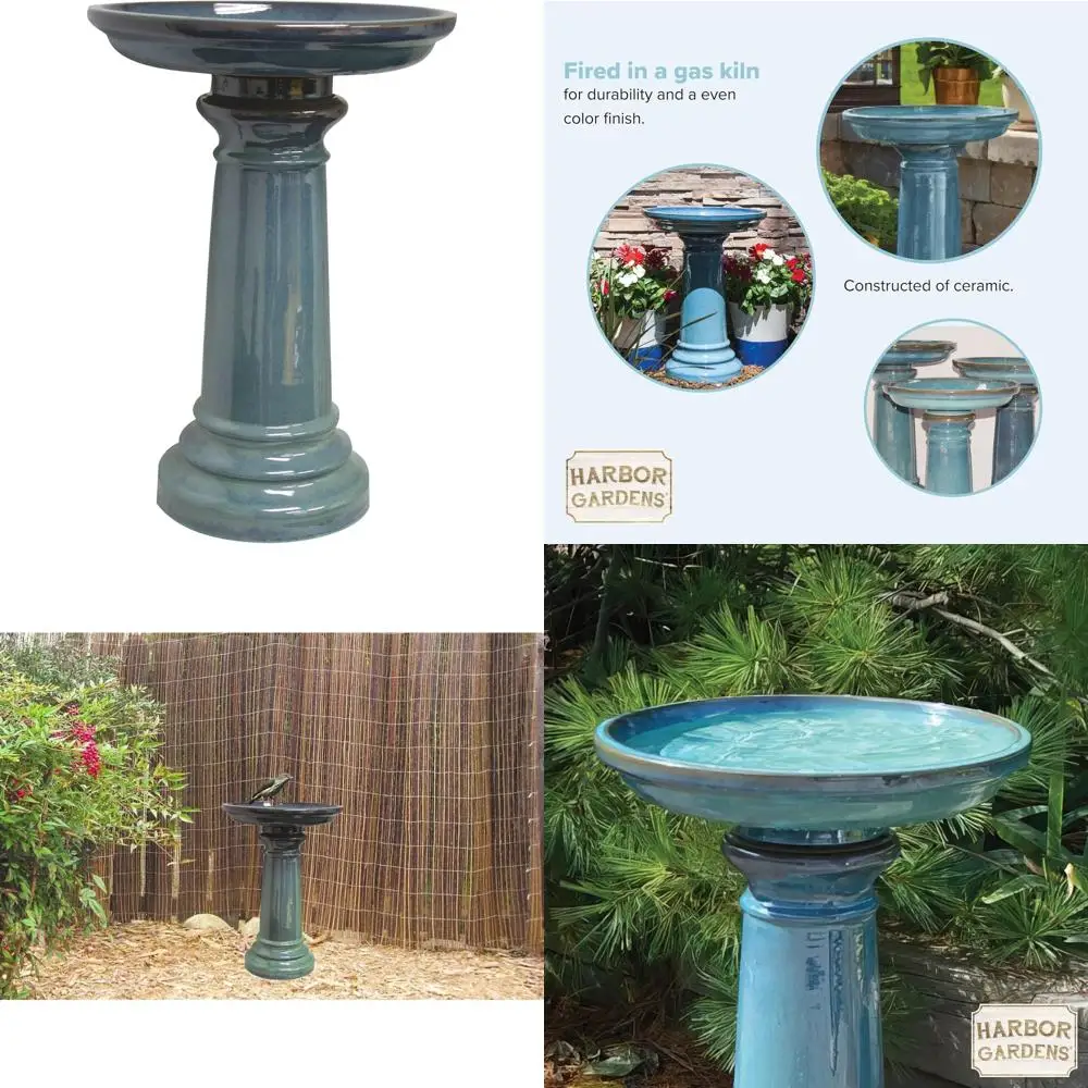 

24-Inch Light Blue Harbor Gardens Bird Bath