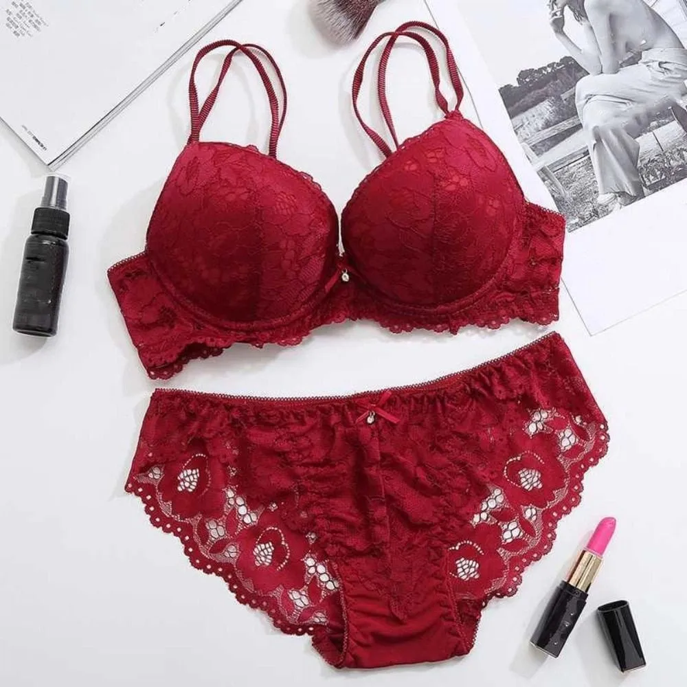 مريحة شبكة الدانتيل زهرة الصدرية Bowknot عدم الانزلاق دفع ما يصل الصدرية النساء منخفضة الخصر الملابس الداخلية سلس الملابس الداخلية مجموعة الشاطئ #2