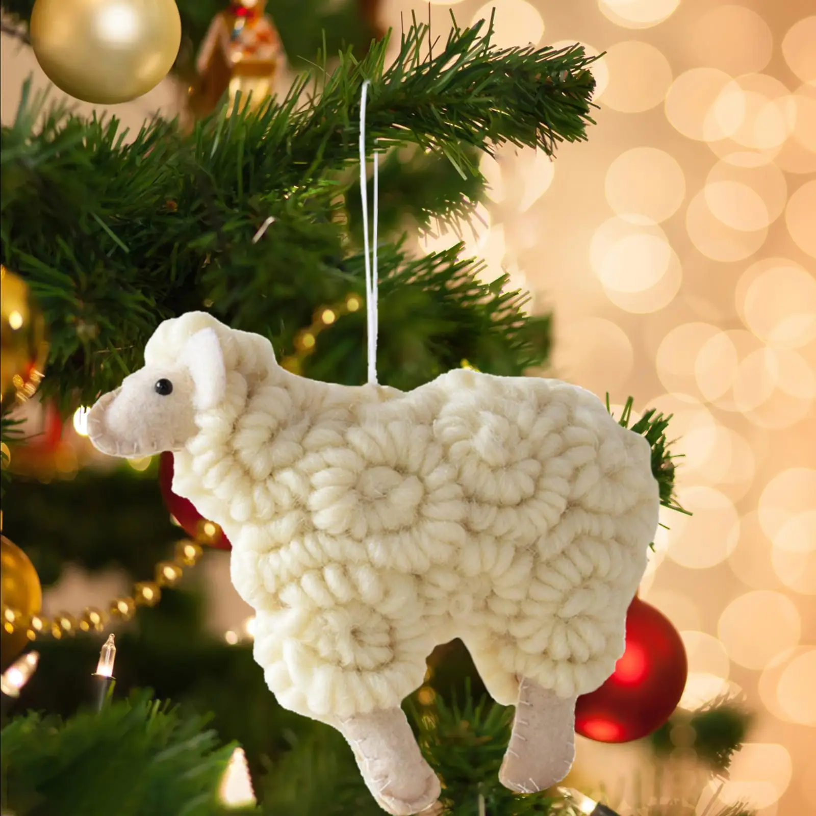 Felt Sheep Christmas Ornament Cute Xmas Decor for Windows Holiday Indoor