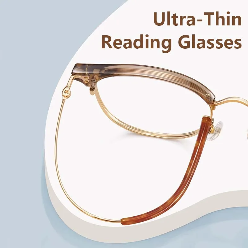 

Fashion Reading Glasses For Women Anti-Fatigue Anti Blue Light Hard Resin Lens Presbyopia Eyeglasses Round Frame Lightweight