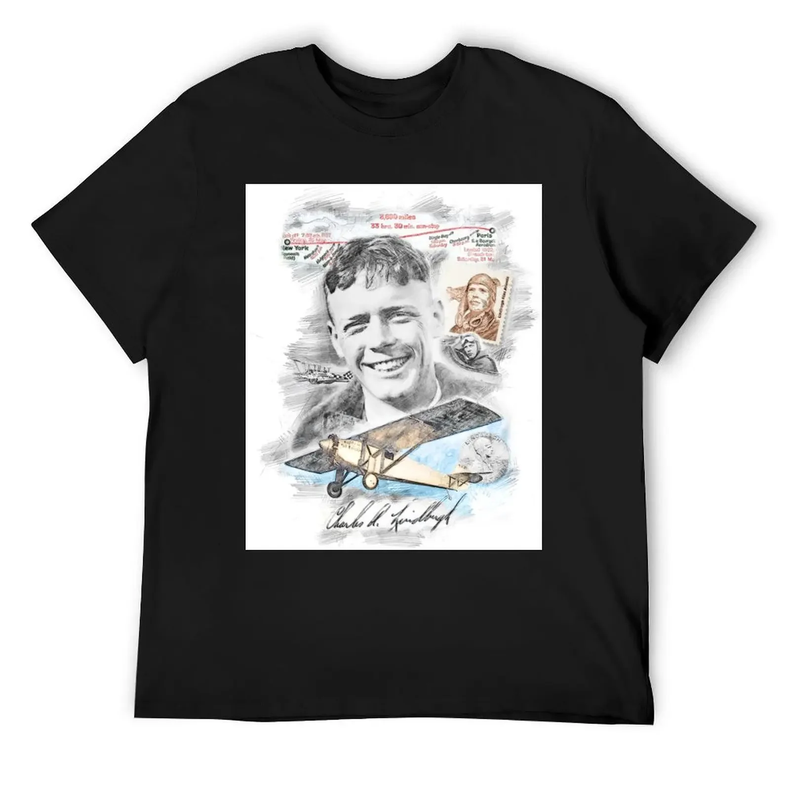 

Charles Lindbergh T-Shirt heavyweights plus size tops summer clothes men workout shirt