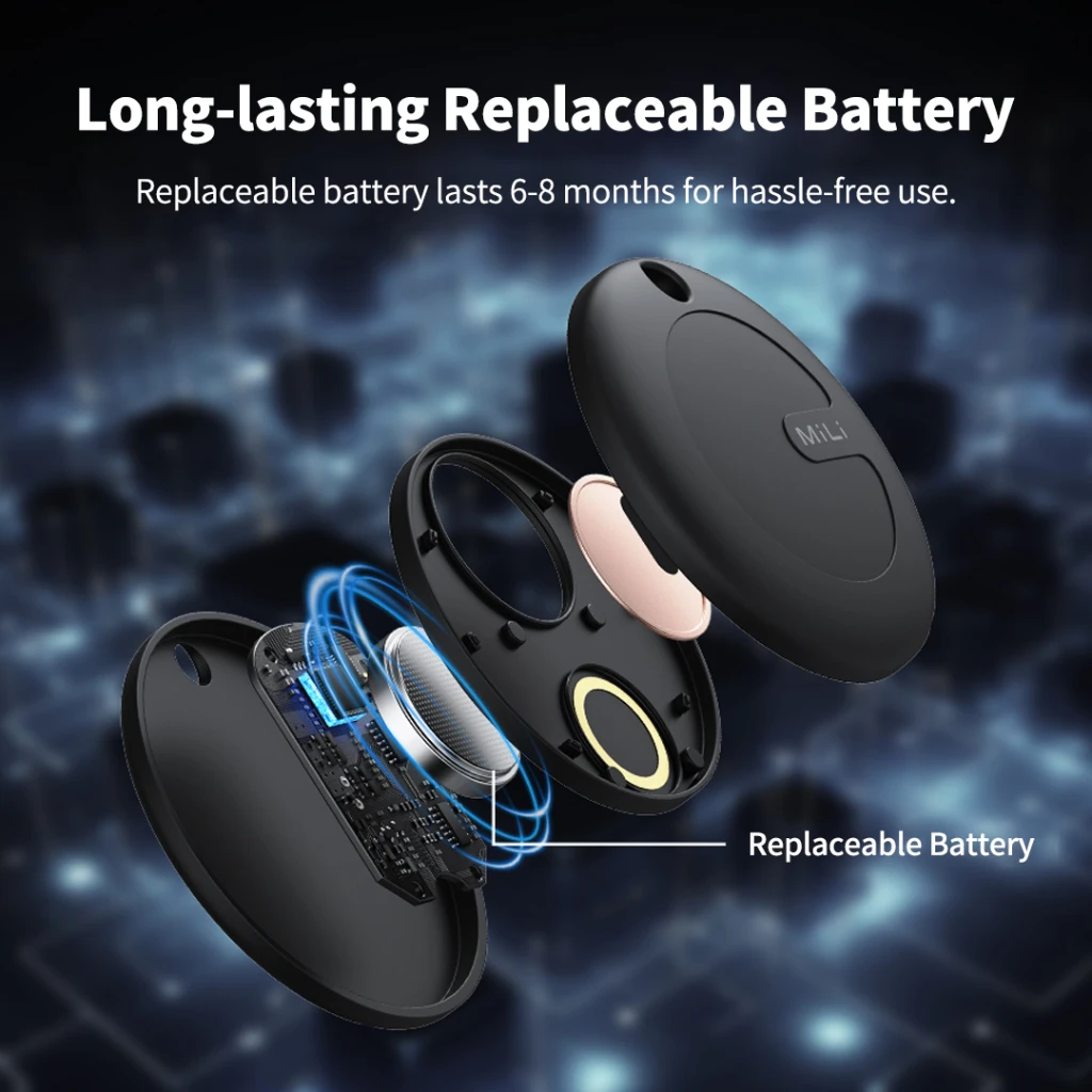 MiLi MiTag Go Localizzatore Bluetooth per dispositivo anti-smarrimento Android Localizzatore di oggetti Localizzatore intelligente Funziona con Google Trova Hub Smart GPS