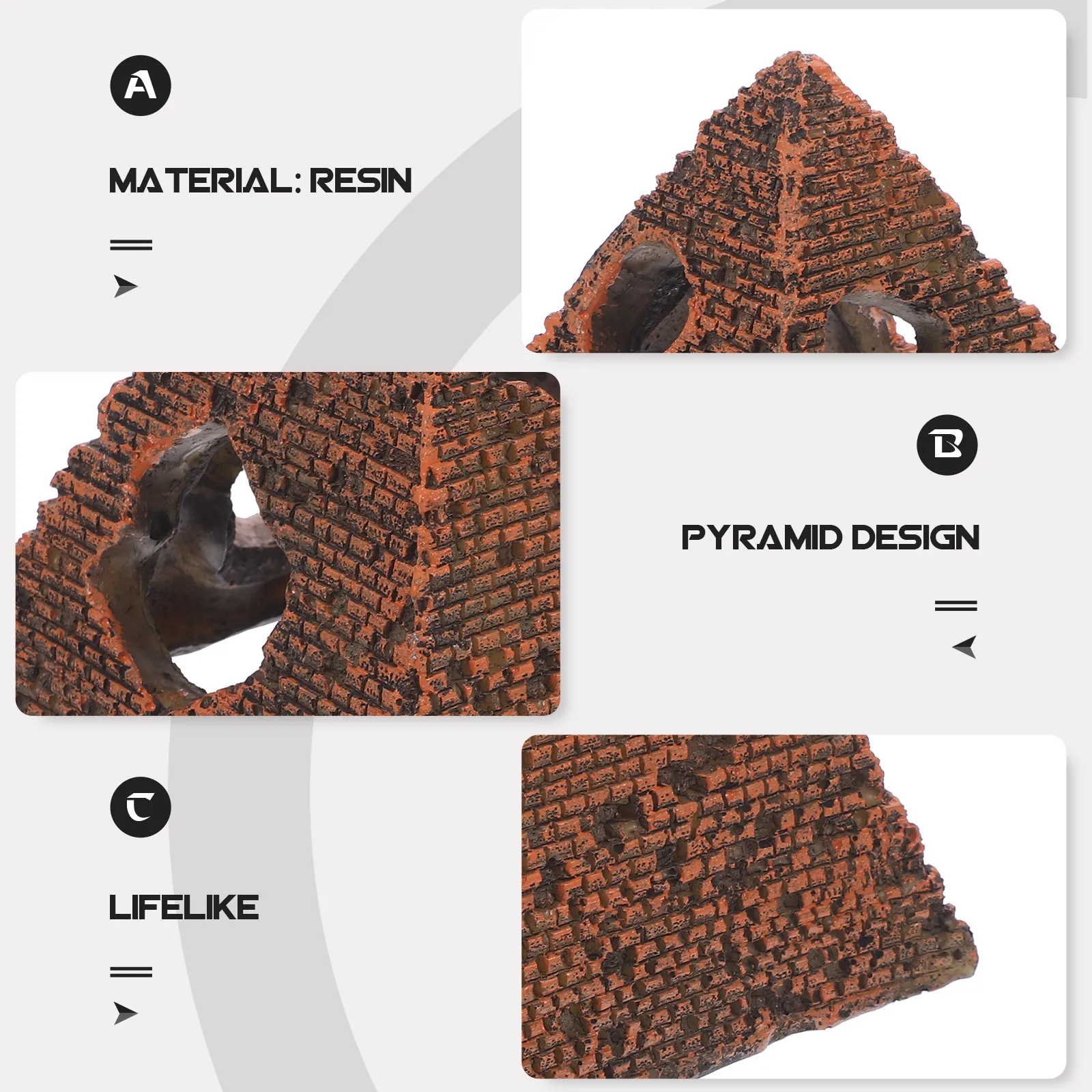Pyramid Aquarium Habitat Resin Fish Tank Decor Prop for Shrimp Fish Natural Simulation Closed-to- Environment