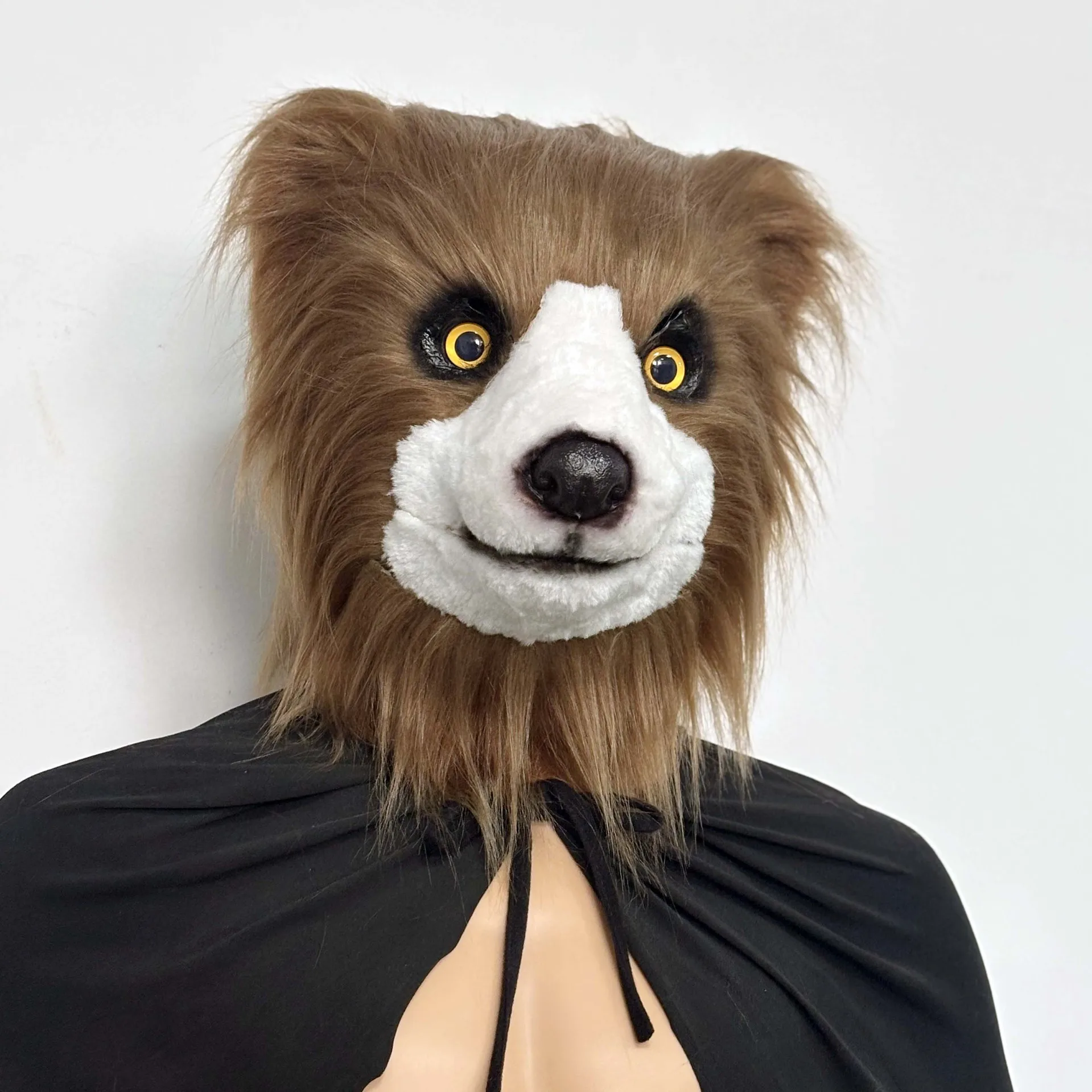 Realistische Plüsch-Hundemasken für den ganzen Kopf, pelzige Tiermaske, Erwachsenen-Cosplay-Kostüm-Requisite, Halloween-Karneval-Maskerade-Party-Maske – Detail 4