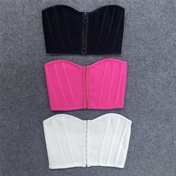 2023 New Summer Women Sexy Strapless Bodycon Short Bandage Tops Laced Up Club Night Party Wear High Quality