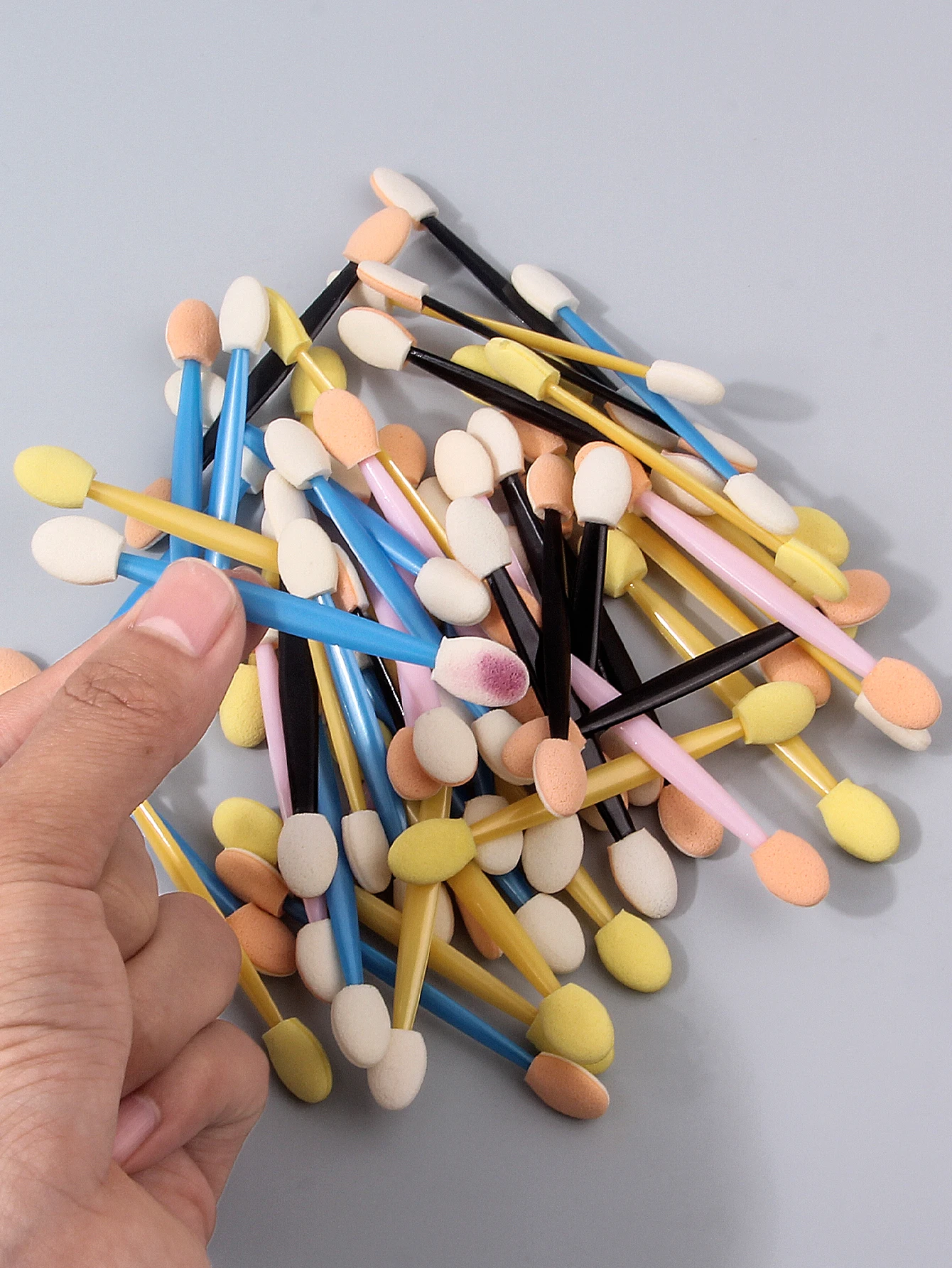 50PCS Dual-Ended ชุดแปรงอายแชโดว์,สี-TIP ฟองน้ํา Applicators สําหรับผสม/รายละเอียด, travel-Friendly เครื่องสําอางค์เครื่องมือสําหรับผู้หญิง