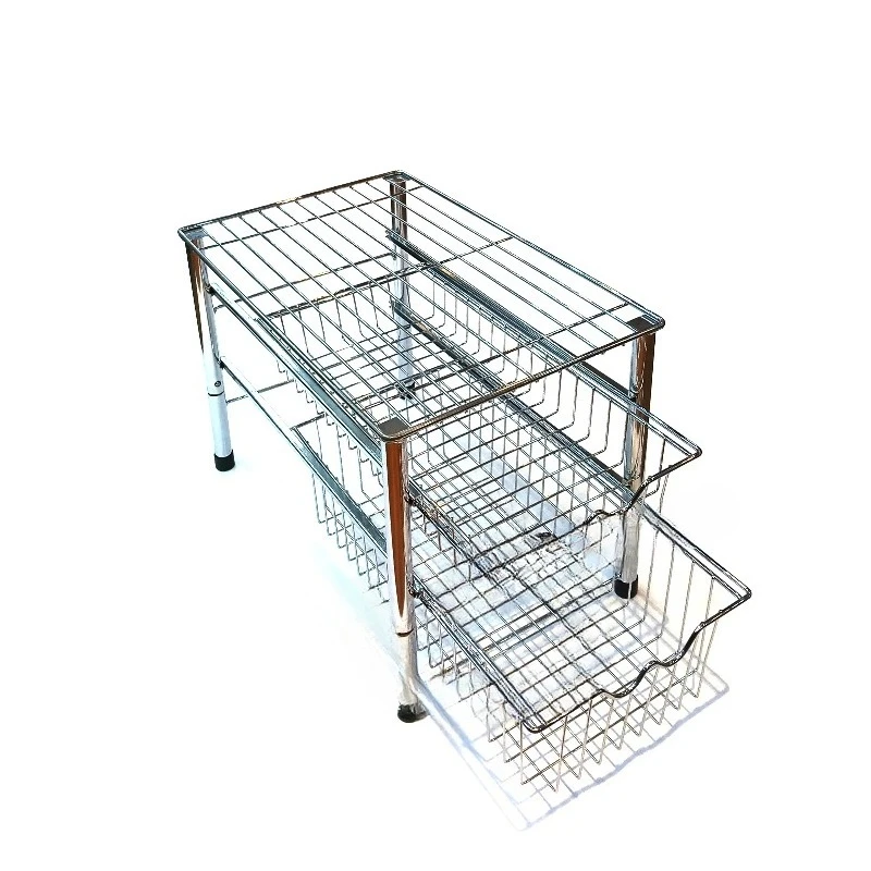 

Cabinet Sliding Basket Organizer Drawer Chrome Pull Out Storage Line Basket Box