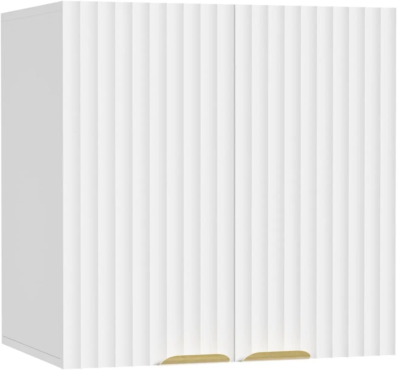

White Fluted Wall Cabinet with 2 Doors for Bathroom, Kitchen, Laundry Room and Garage Storage