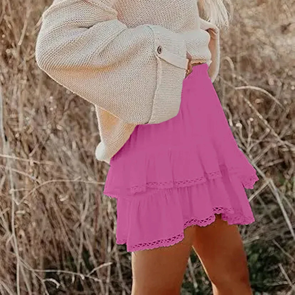 

Skirts Summer Decent Fashion Hollow Out High Waist Mini Daily Basic Skirts For Women