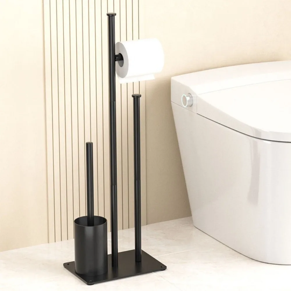 With Tray Floor Standing Toilet Paper Holder Rustproof Stainless Steel Bathroom Storage Rack Space Saving Removable