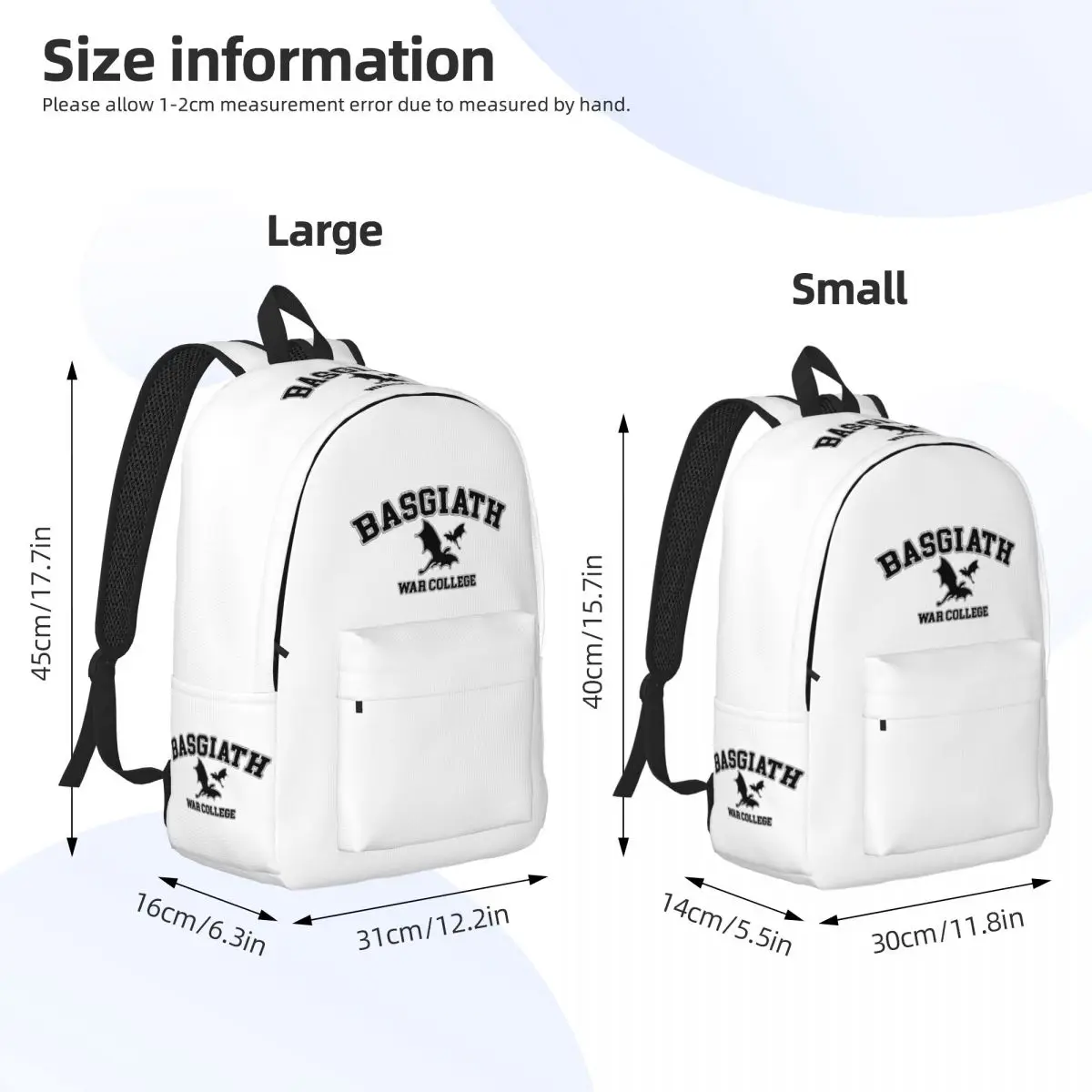 Fourth Wing Basgiath War College Backpack for Men Women Fashion High School Work Daypack Laptop Computer Shoulder Bag Sports