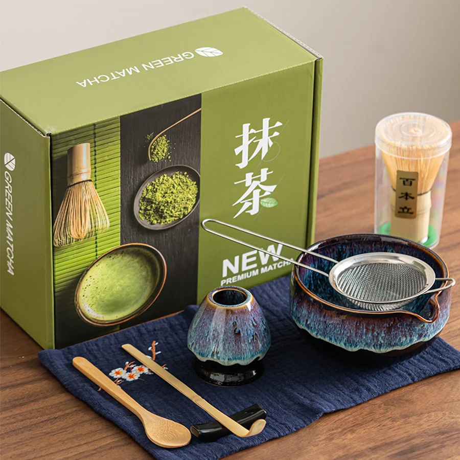 

Matcha Set Complete Kit With Blow/ Matcha Whisk/Bamboo Spoons Japanese Traditional Ceramic Matcha Latte Making Tool Accessories