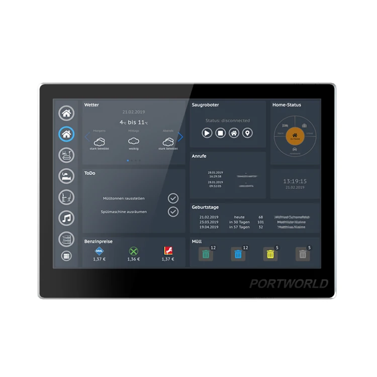 

2023 Portworld New ODM/OEM 10.1 Inch 500 Nits Android 11 RK3566 2GB+32GB Touch Screen Smart Home Control Device