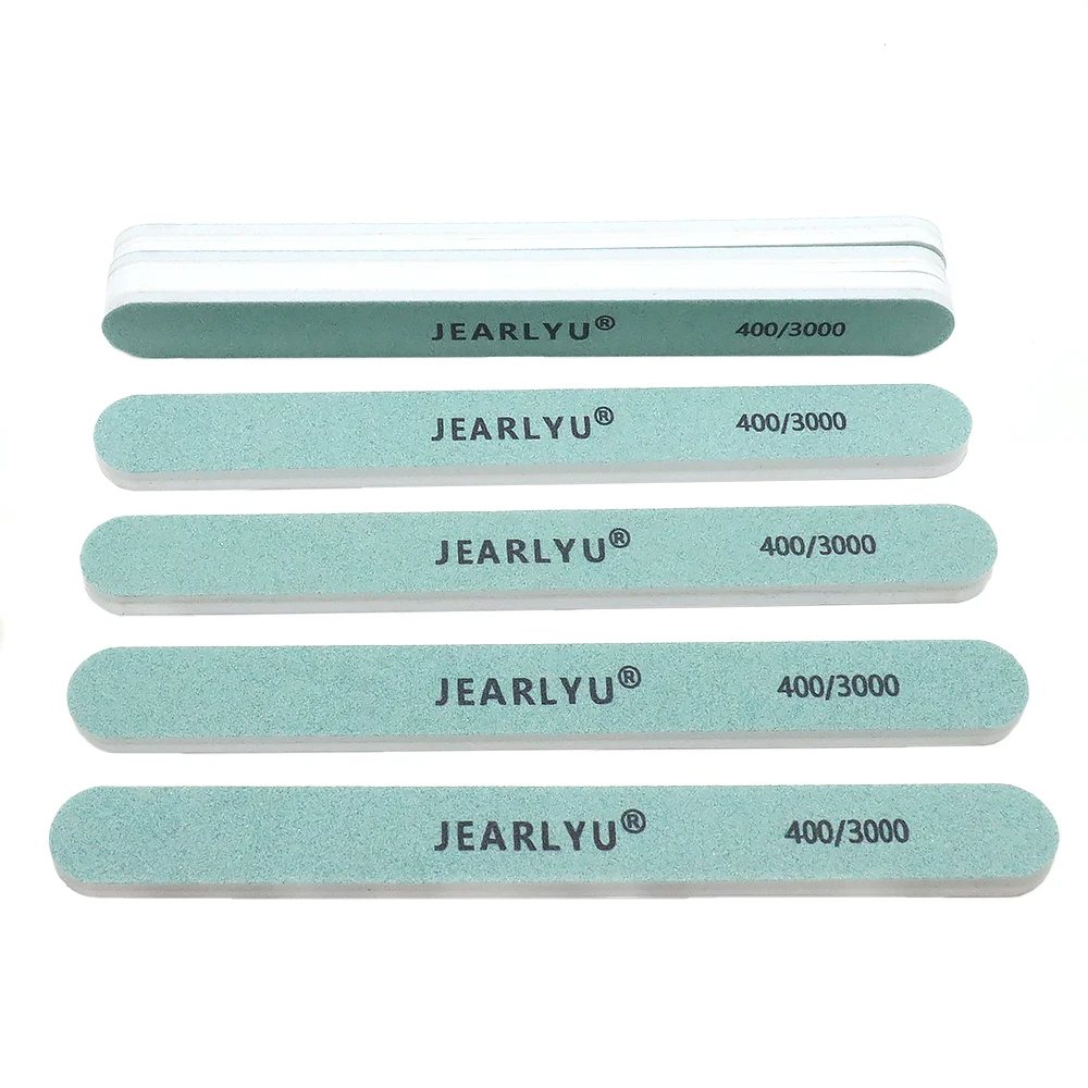 5/10개입 양면 폴리싱 버퍼 400/3000 그릿 그린&화이트 스트레이트 네일 파일 스트립 네일 스타일리스트 용품 매니큐어 도구