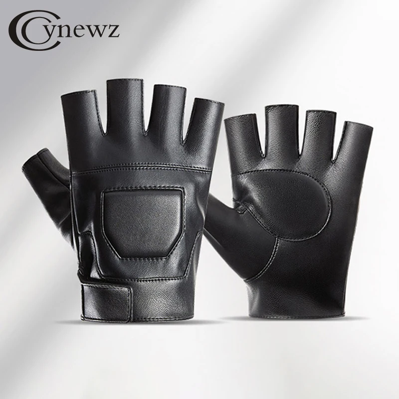 Spring Outdoor Black Men's Motorcycle Gloves Shock Absorbing Breathable Wear-resistant Half Finger Male Driving Gloves Autumn