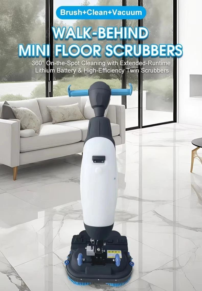 Versatile Electric and Manual Sweeper Dual Brush Floor Cleaner for Offices and Stores in Commercial Places