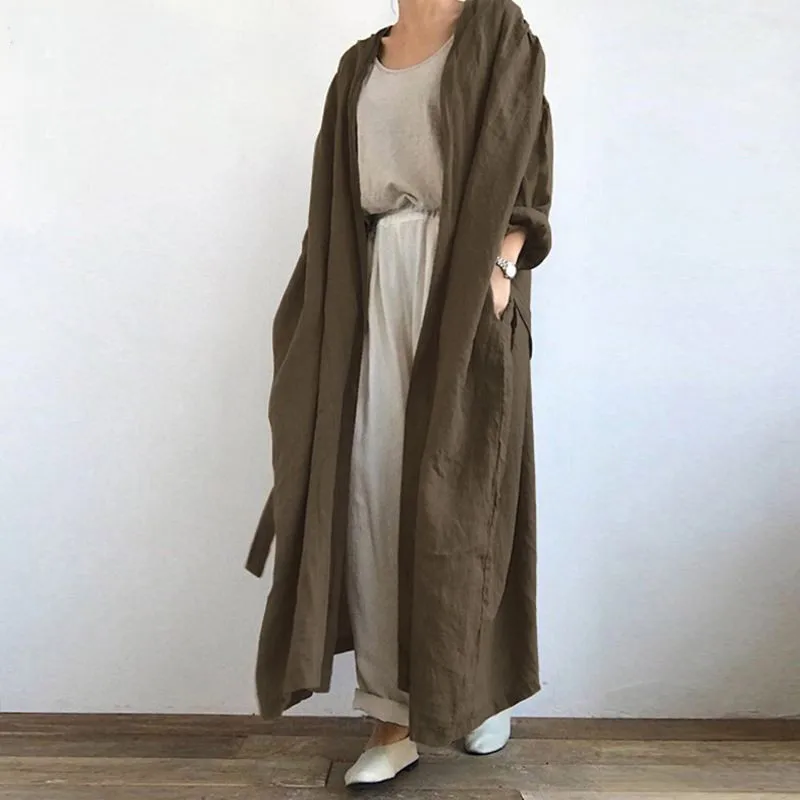 Cárdigan de manga larga para mujer, abrigo largo informal, holgado, elegante, Vintage, cómodo, combina con todo, Moda de Primavera y otoño, 2023