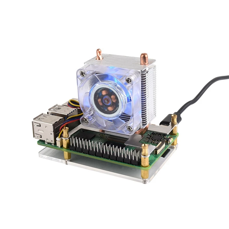 NEW-Low-Profile ICE Tower CPU Cooling Fan For Raspberry Pi 5,U-Shaped Copper Tube With Colorful RGB,ICE Tower Fan