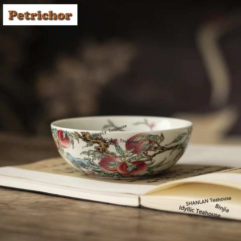110ml Pastel Longevity Peach Teacup Handmade Tea Bowl Tea Pair Tea-tasting Meditation Cup Chazhan Master Cups Cha Supplies Craft