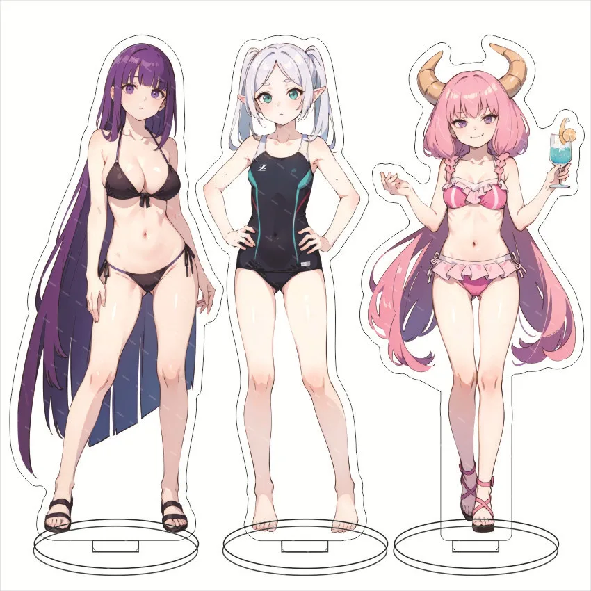 New 15CM Anime Frieren at the Funeral Fern Frieren swimwear Acrylic Stand kawaii Action Figures Model Ornament Toy Gifts