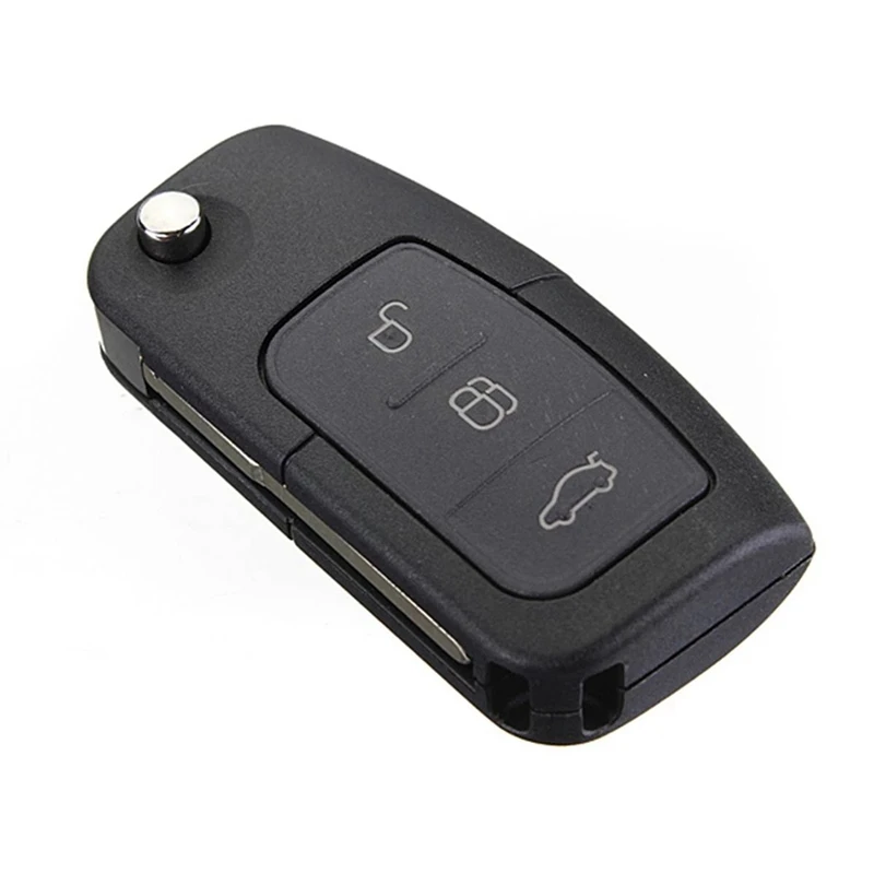 Casing Remote Control lipat 3 tombol, kunci 433Mhz 4D63 80Bit untuk Ford Focus Mondeo Fiesta Galaxy FOB HU101 pisau