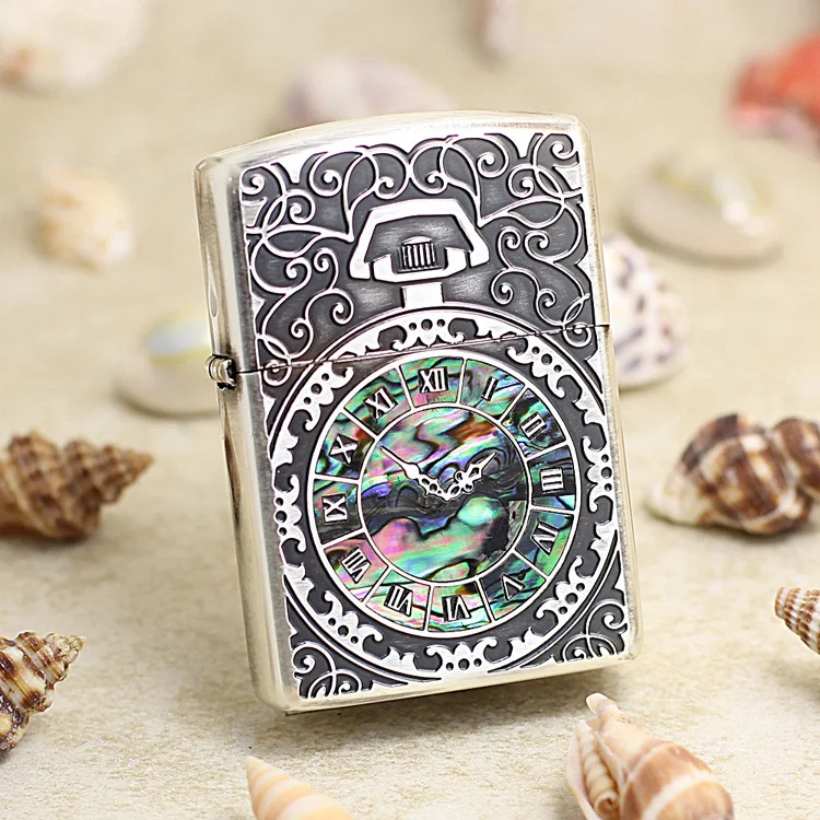 

Оригинальная зажигалка Zippo, медная ветрозащитная карманная зажигалка с серебряным корпусом для наручных часов, керосиновая зажигалка, подарок, защита от подделки