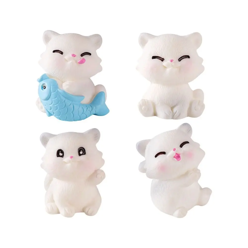 Kids Gift Cute Mini Cat Figurines DIY Cartoon Cat Statue Resin Crafts Kitten Figurines Miniature Home Office Desktop Decor