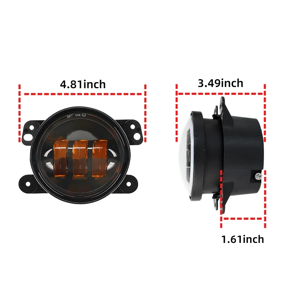 4 Inch Yellow Round LED Fog Lamps 30W Waterproof Aluminum Fog Lights Fit For Jeep Wrangler JK 2006-2017 Dodge Journey Front Bump