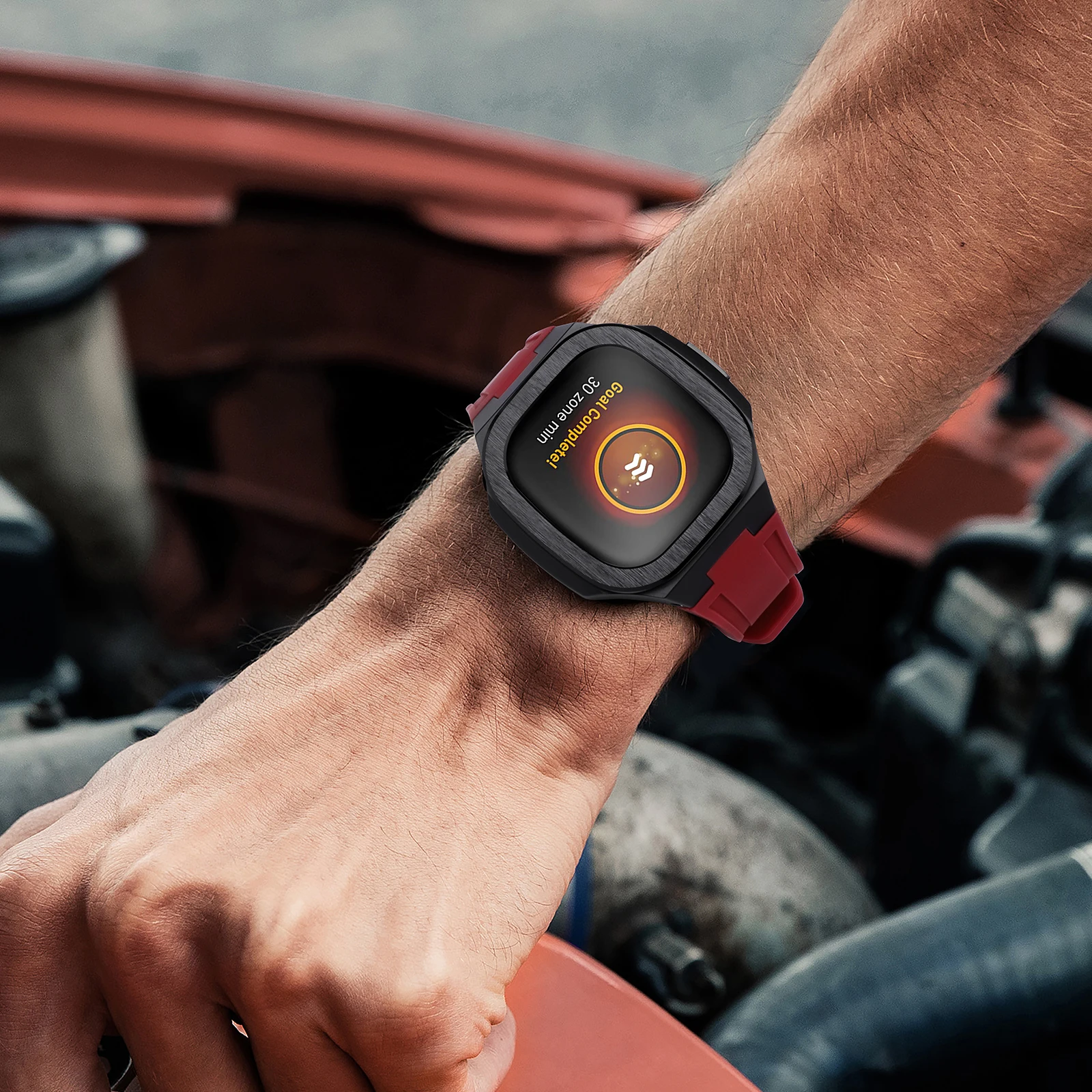 حافظة ساعة ذكية لـ Fitbit Versa 3 4/ Fitbit Sense 2 واقي شاشة زجاجي رفيع للغاية حزام رياضي لـ Fitbit Versa 3/Sense