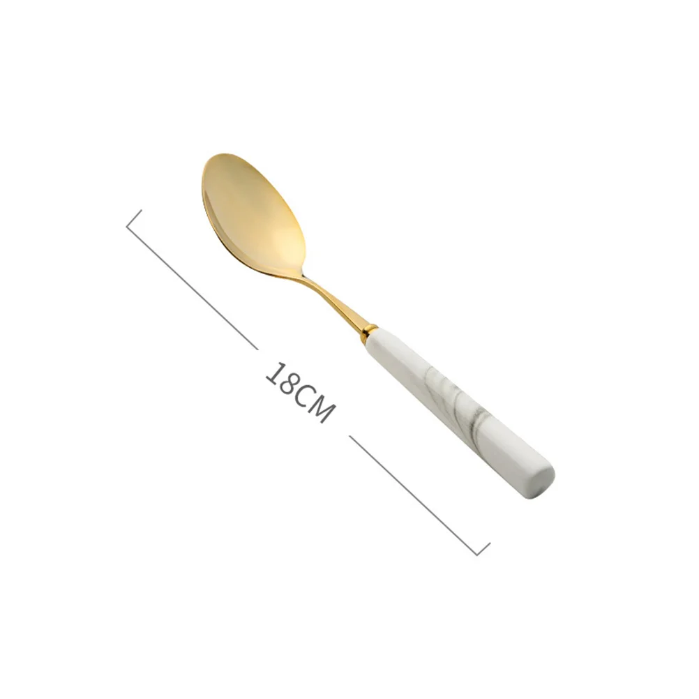 

5Pcs Stainless Steel Cutlery Set Golden Grey Marble Design Rust Resistant Elegant Dining Experience Home Restaurant