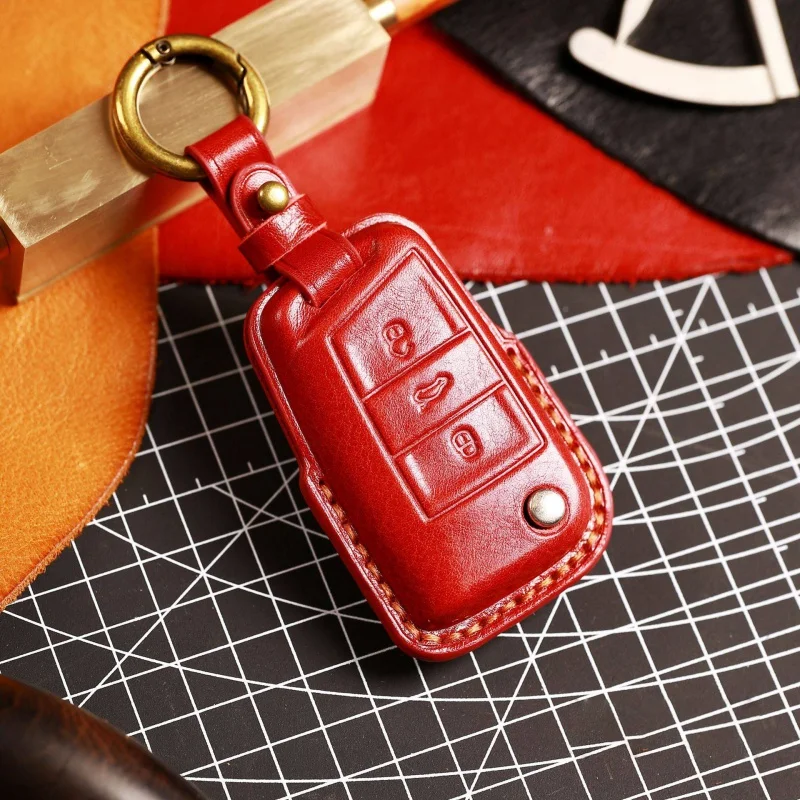 

For Leather Car Key Case Cover Fob for Volkswagen Vw Golf 7 CC 280 330 Touran Lamando Sportsvan Passat Keychain Holder