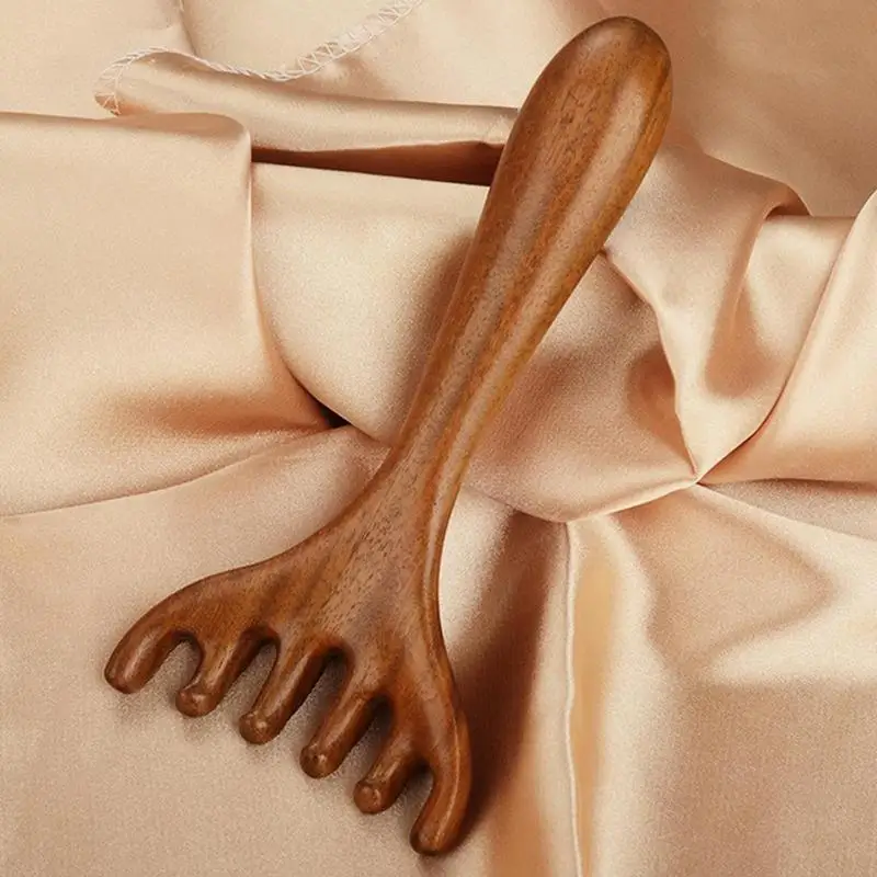 أداة تدليك فروة الرأس بخمسة مخالب غوا شا، أداة خدش الظهر، مشط تدليك ميريديان المحمول للعناية بالشعر